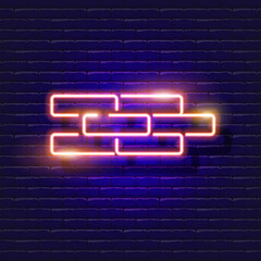 Brickwork neon icon. Vector illustration for design. Repair tool glowing sign. Construction tools concept.