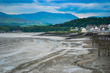 View from Garth Pier in Bangor, Wales at low tide