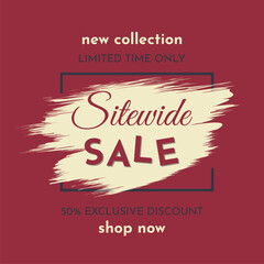 Sitewide Sale Poster on a Dark Red Background. Autumn Special Offer. Limited Time Only