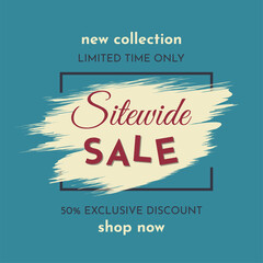 Sitewide Sale Poster on a Blue Background. Autumn Special Offer. Limited Time Only