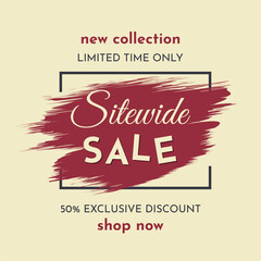 Sitewide Sale Poster on a Light Yellow Background. Autumn Special Offer. Limited Time Only