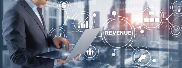 Revenue. Raising income concept. The businessman plans to increase his revenue