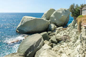 The stones of the island of Ischia. Lovers' rocks (Scogli innamorati) in Ischia, Gulf of Naples,...