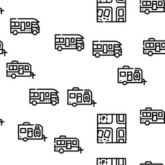 Modular House Trailer Vector Seamless Pattern Thin Line Illustration