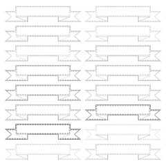 Set of 16 Ribbons Line Icons design black. Hand drawn Ribbons. Drawing Ribbons, sketch.