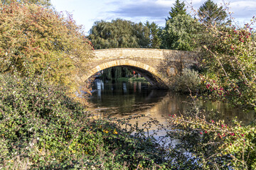 Tadpole Bridge built of stone over the River Thames in the late 18th century near Bampton, Oxfordshire UK