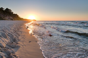 Fototapeta na wymiar Sunset over the Rozewie Cape - Polish coast.