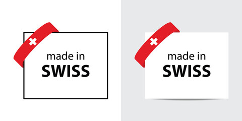 made in Swiss vector stamp. badge with Swiss flag	