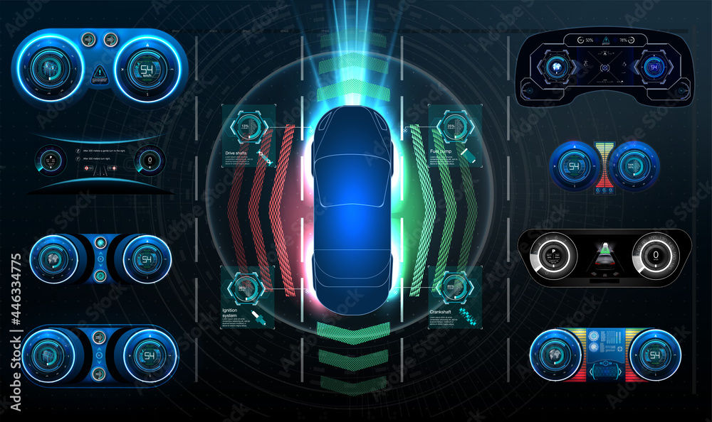 Poster futuristic user interface. hud ui. abstract virtual graphic touch user interface. cars infographic. 