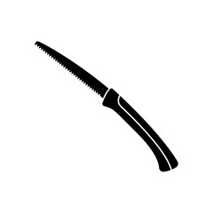 Garden folding saw icon. Black silhouette. Side view. Vector simple flat graphic illustration. The isolated object on a white background. Isolate.