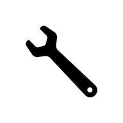 Wrench icon. Open-end wrench. Black silhouette. Vector simple flat graphic illustration. The isolated object on a white background. Isolate.