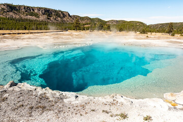 Yellowstone blue pool at Norris basin in caldera