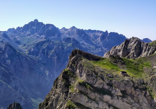 Diego Mella refuge in Collado Jermoso, Posada de Valdeon municipality, Leon, Spain. Picos de Europa National Park