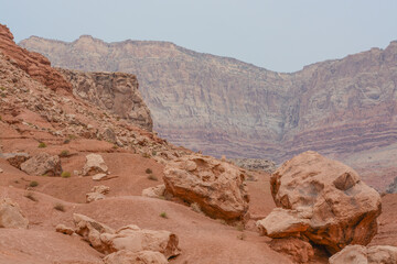 Boulder field, rock formations in Vermilion, Arizona