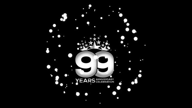 99  Years Anniversary Celebration wedding or Company Party invitation Fireworks Mixer Silver Color Logo Videos