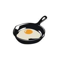 Breakfast Cooking kitchen Egg Pan Vector logo design