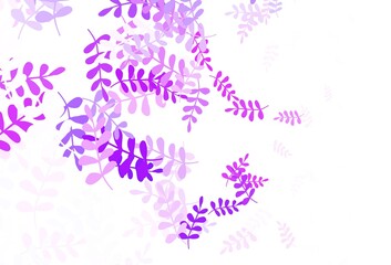 Light Purple, Pink vector natural artwork with leaves.