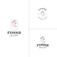 Beautiful hand drawn colorful flower logo template