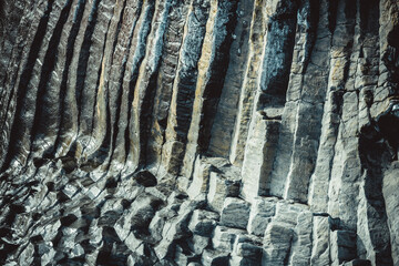 basalt columns on the cliffs of the village of Arnastapi