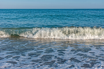 The blue sea and the wild beach on the Adriatic sea.