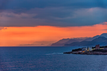 Sunset on the Adriatic Sea in Montenegro