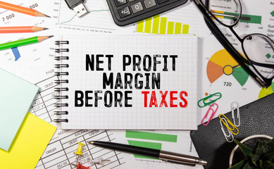 text Net Profit Margin Before Taxes on white paper