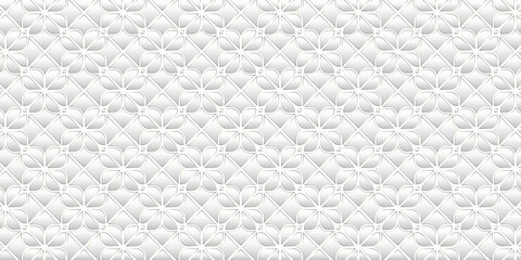 Obraz na płótnie Canvas Abstract geometric seamless pattern design modern. Elegant of floral white and gray background