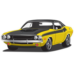 1970's Vintage Vector Muscle Car Illustration