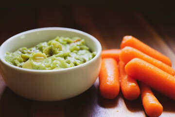 guacamole with baby carrots