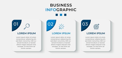 Vector Infographic design illustration business template with icons and 3 options or steps. Can be used for process diagram, presentations, workflow layout, banner, flow chart, info graph