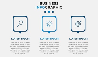 Vector Infographic design illustration business template with icons and 3 options or steps. Can be used for process diagram, presentations, workflow layout, banner, flow chart, info graph