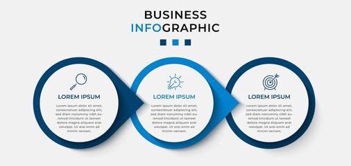 Vector Infographic design illustration business template with icons and 3 options or steps. Can be used for process diagram, presentations, workflow layout, banner, flow chart, info graph
