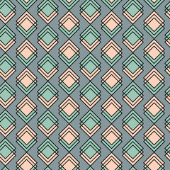 Green and Orange Squares Geometric Theme Seamless Repeating Pattern. Beautiful vector design perfect for fabric, scrapbooks, home and kitchen decor, gifts, projects, marketing and packaging.