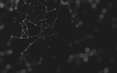 Abstract background. Molecules technology with polygonal shapes, connecting dots and lines. Connection structure. Big data visualization.