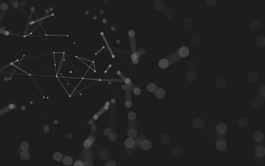 Abstract background. Molecules technology with polygonal shapes, connecting dots and lines. Connection structure. Big data visualization.