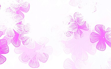 Light Purple, Pink vector doodle layout with flowers