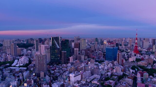 東京タイムラプス　大都会の夕景から夜景
