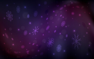 Fototapeta na wymiar Dark Pink, Yellow vector pattern with christmas snowflakes.