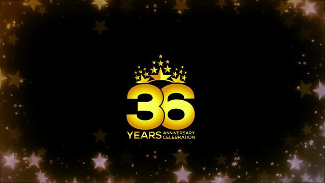 To celebrate anniversary greeting, invitation  Friendly party,  36  Years Anniversary Gold Color Logo Videos