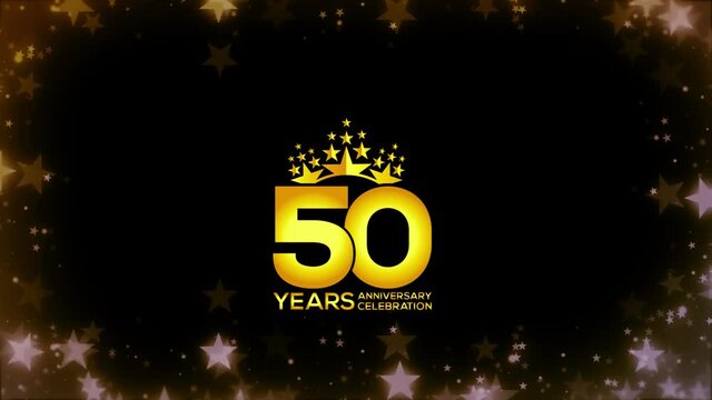 To celebrate anniversary greeting, invitation  Friendly party,  50  Years Anniversary Gold Color Logo Videos