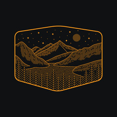 Vector illustration of North Cascades National Park in mono line style for badges, emblems, patches, t-shirts, etc. © fiqqiFaqiih