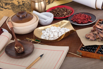 Chinese traditional Chinese medicine scene on the table