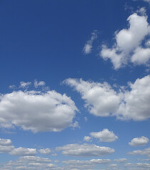 Beautiful blue sky with white clouds, copy space