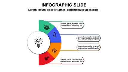 Colourful multipurpose infographic presentation template used to visualize options, processes and steps.