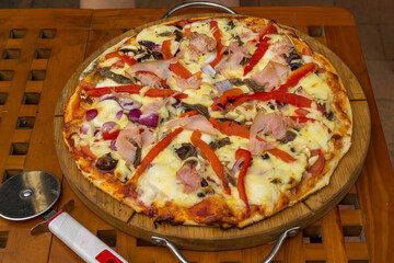 Home made pizza cooked