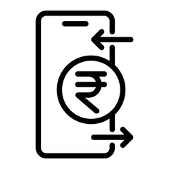 Indian Rupee Transaction via Mobile Phone Icon