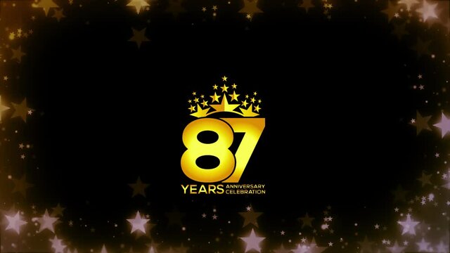To celebrate anniversary greeting, invitation  Friendly party,   87 Years Anniversary Gold Color Logo Videos