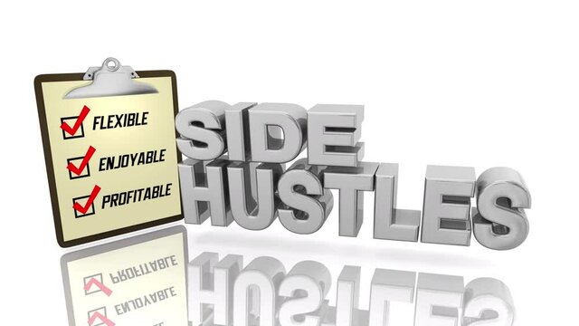 Side Hustles Second Jobs Gigs Self Employed Work Make Extra Pay Money 3d Animation