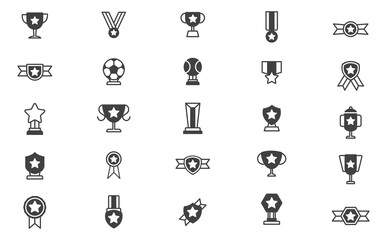 Awards line icons set. Modern graphic design concepts, simple outline elements collection.