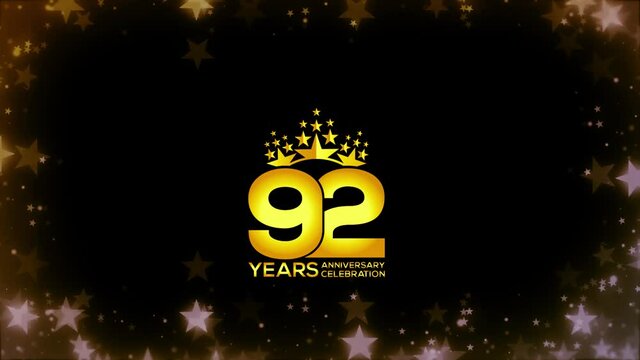 To celebrate anniversary greeting, invitation  Friendly party,   92 Years Anniversary Gold Color Logo Videos